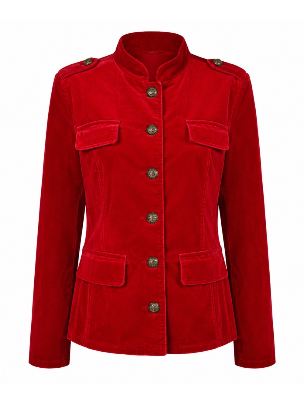 Talbots Red Velvet Velveteen Band Collar Jacket Womens Size 16